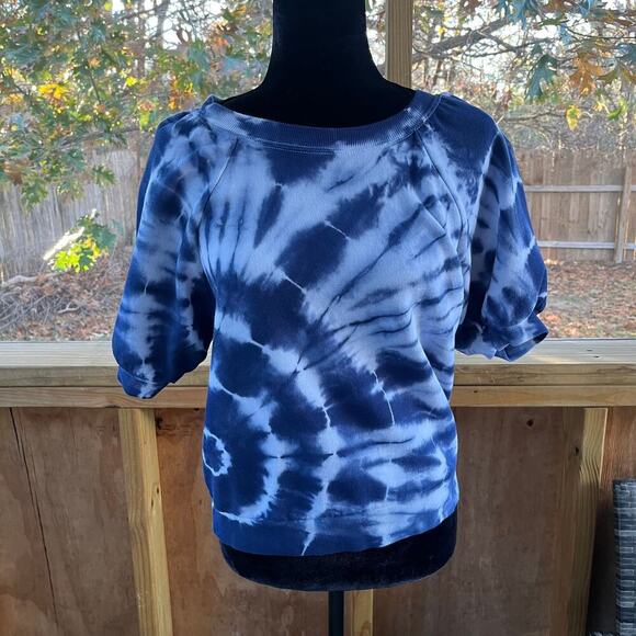 Z Supply Blue Tie Dye Dyed French Terry Gianna Top Size S - Picture 1 of 8